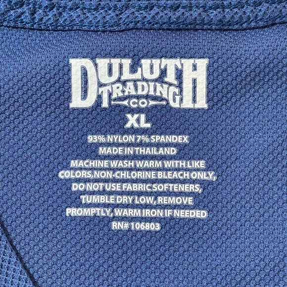 Duluth Trading Co Blue Short Sleeve Vee Neck Tee Shirt Nylon/Spandex Blend XL - Picture 6 of 7